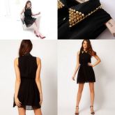 Vestido com Studs na gola